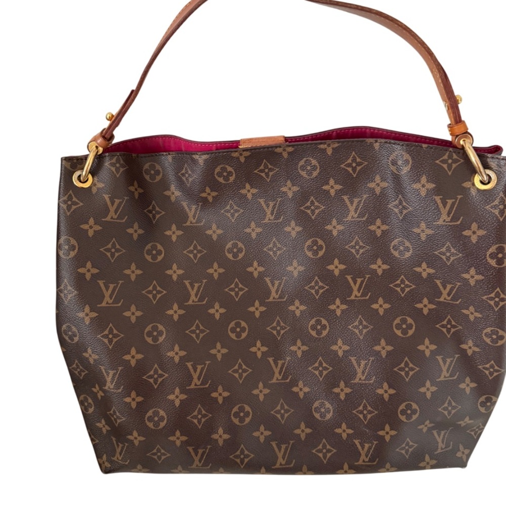Louis Vuitton Graceful MM Brown Monogram Tote Bag with Peony liner.